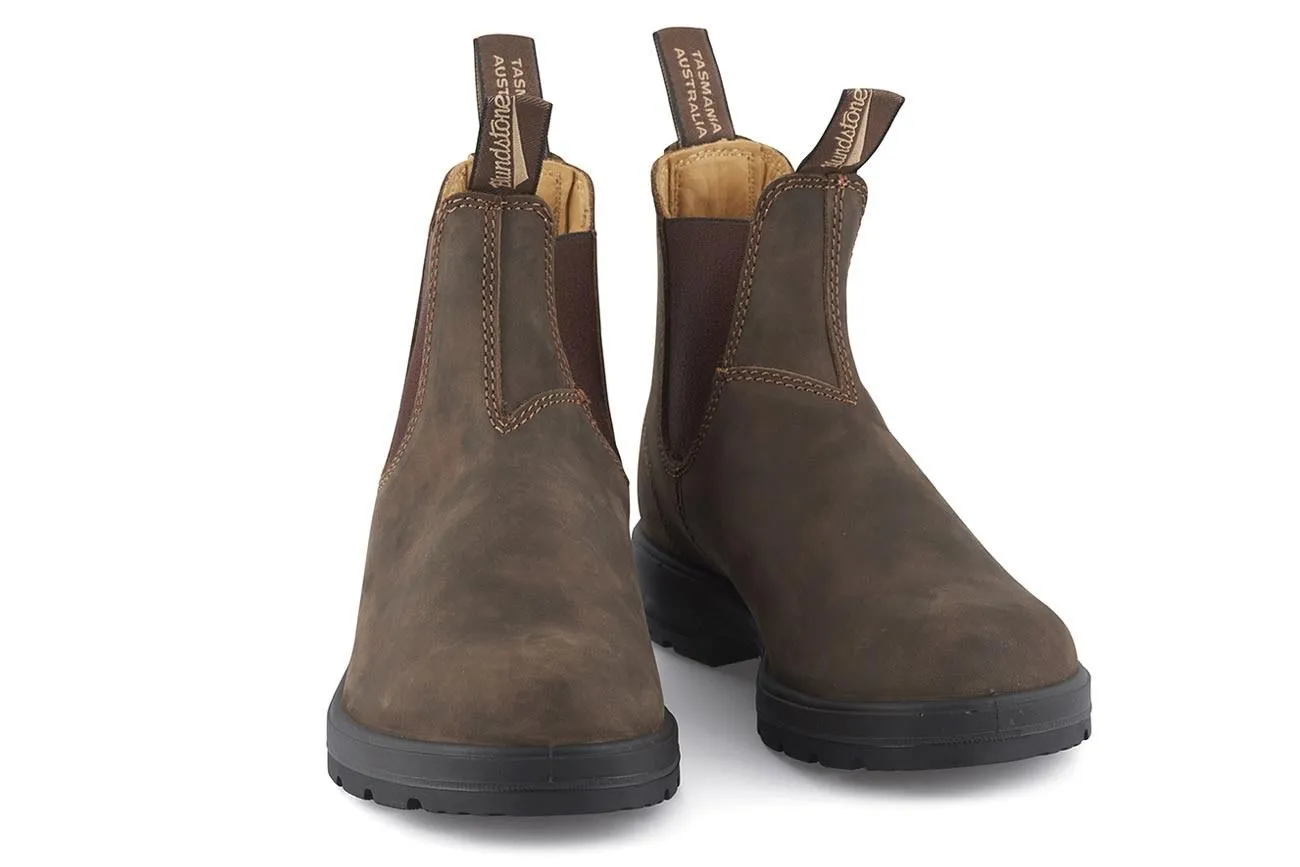 Blundstone Unisex Comfort Elastic Sides Chelsea Boot in Rustic Brown Leather (585)
